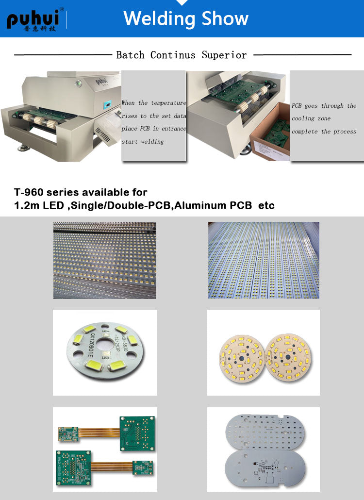 Lead-free T960s Benchtop Reflow Oven 960*300mm LCD Touch Screen Soldering Reflow Machine Welding Station