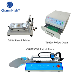 Hot Desktop SMT Production Line: CHM-T36VA Vision Pick and Place Machine chmt36va + 3040 Stencil Printer + Reflow Oven T962A